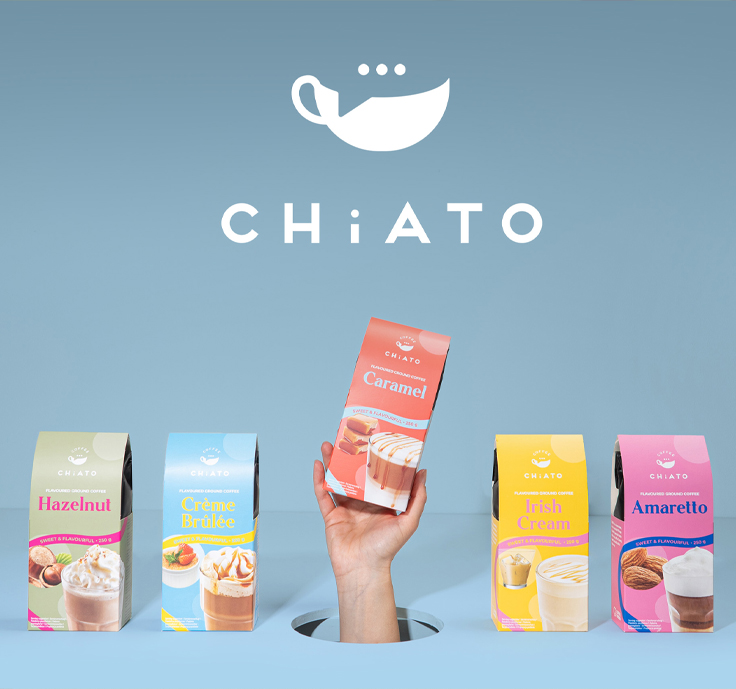 为咖啡品牌包装设计旗下品牌CHiATO设计风味研磨咖啡的品牌形象和包装设计